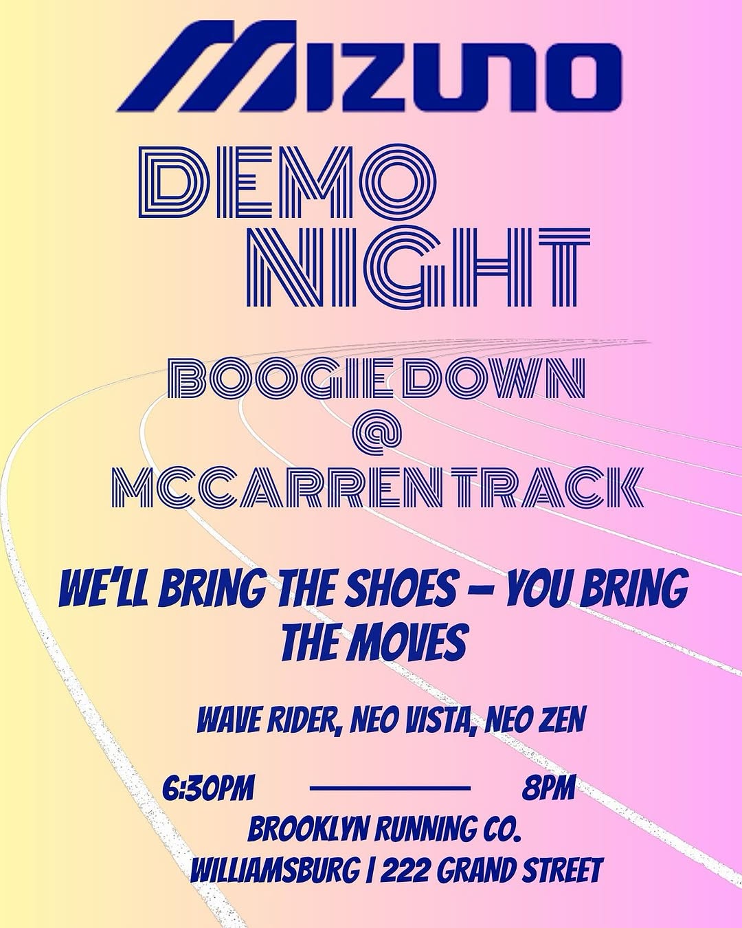 Image for Mizuno Demo Night Boogie Down @ McCarren Track